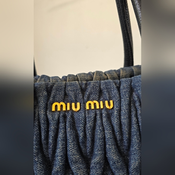 ××× SOLD ××× Miu Miu Matelasse Denim 2way Bag - Picture 6 of 17